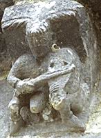 France,_Charente-Maritime,_Poursay-Garnaud,_Eglise - Facade ouest - Modillon - Musicien